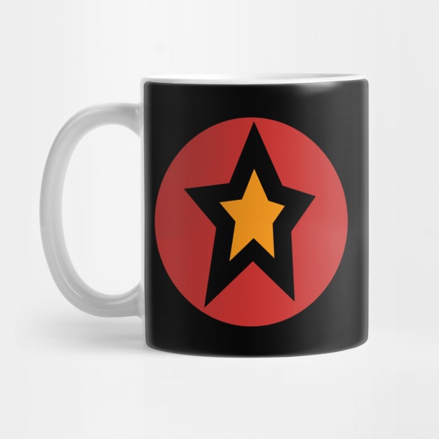 Gold Star Red Circle Graphic by ellenhenryart